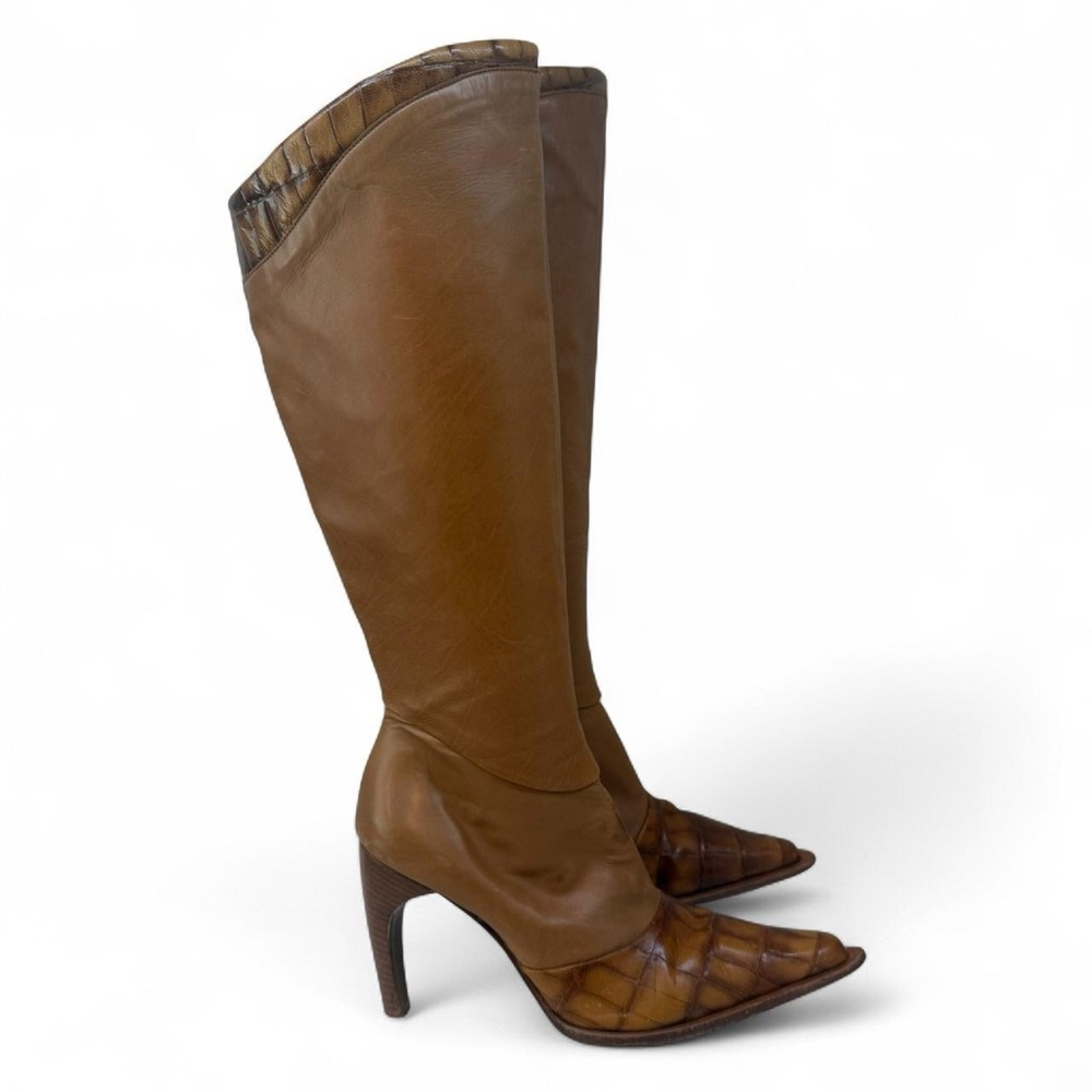 Brown Leather Knee-High Boots